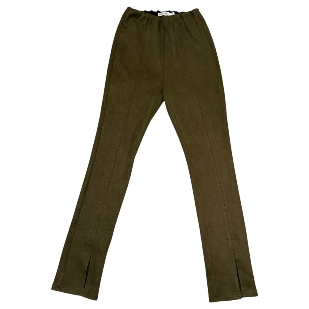 Avec Les Filles Slit Front Leggings Pull On Ankle Pants Sueded Moss Green XS